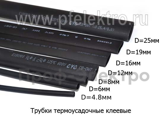 Трубка КЛЕЕВАЯ термоусадочная d=4.8мм (черный) foto-2
