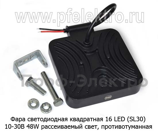 Фара светодиодная 16 LED (09.2010) квадратная (рассеиваемый свет) 10-30В 48W foto-3